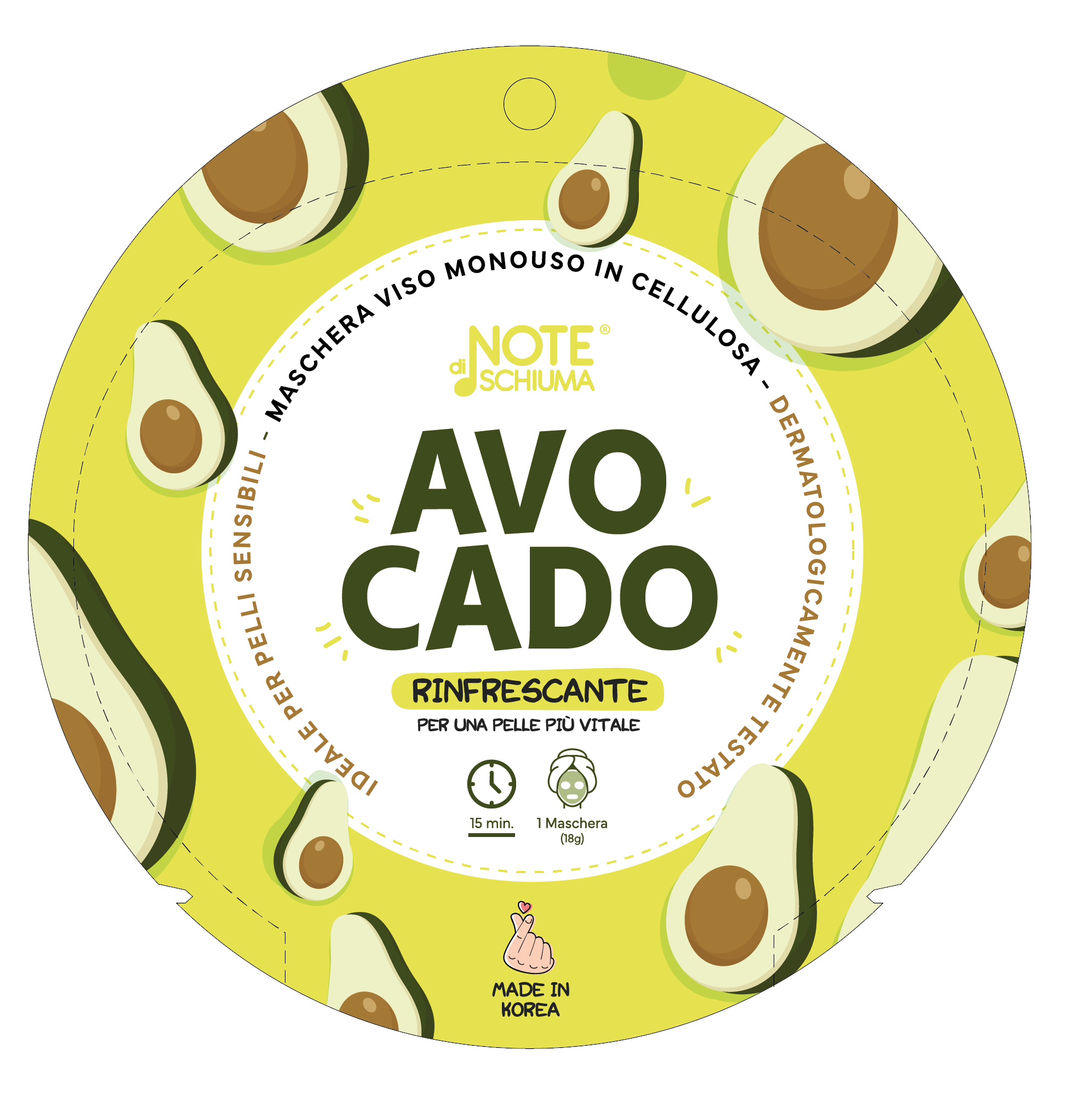 NOTE DI SCHIUMA MASCHERA VISO ALL'AVOCADO