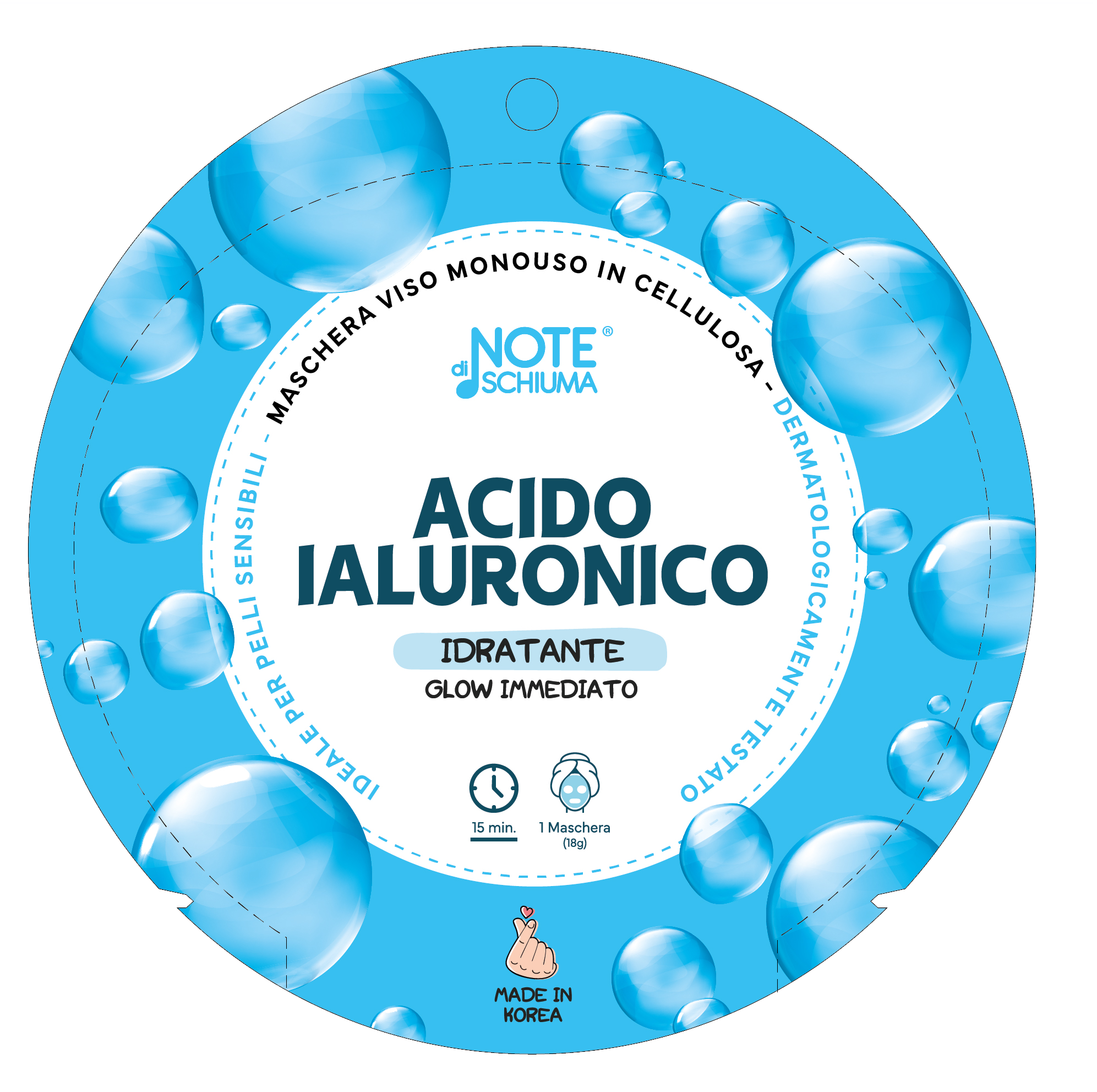 NOTE DI SCHIUMA MASCHERA VISO ALL'ACIDO IALURONICO