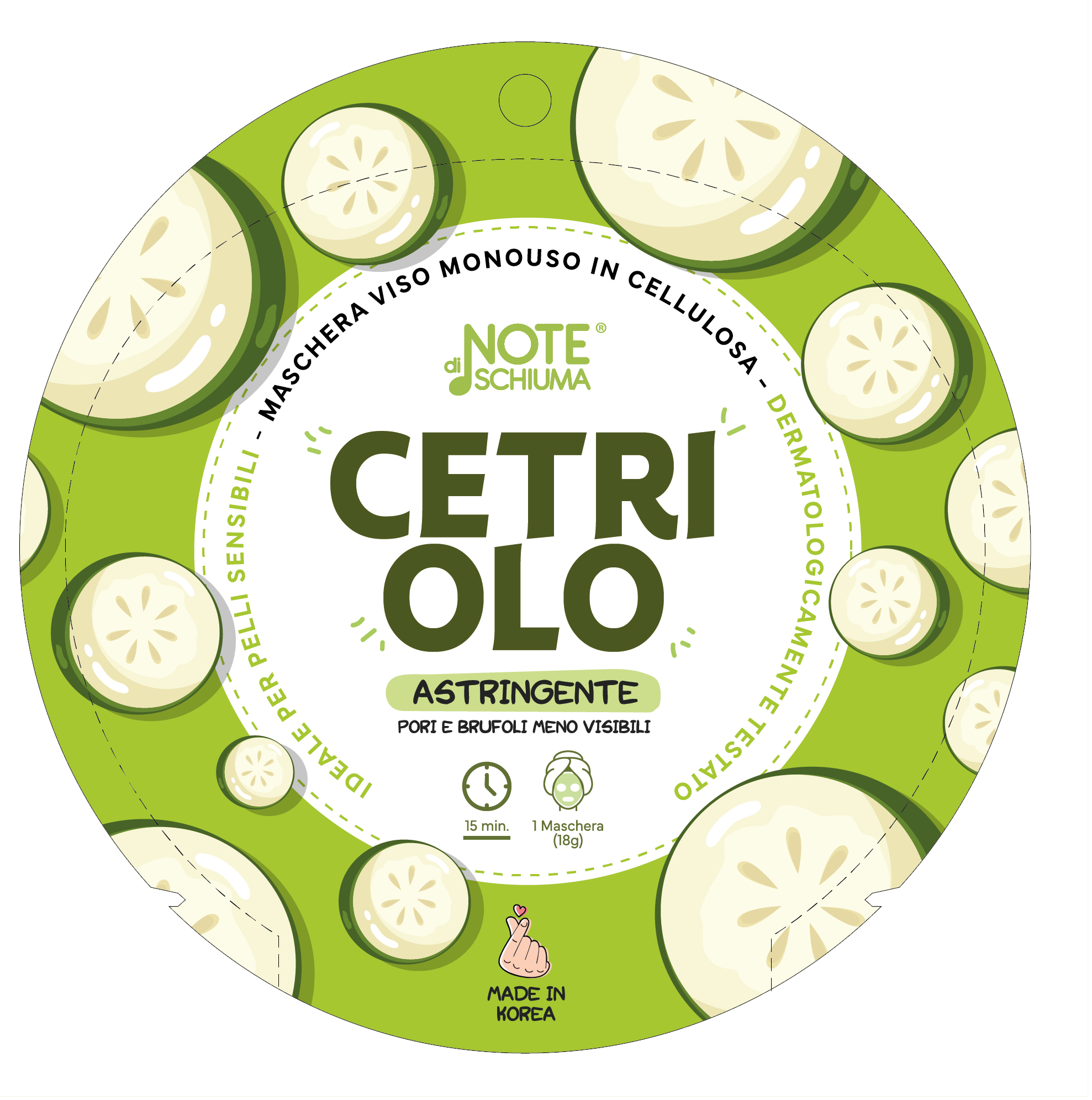 NOTE DI SCHIUMA MASCHERA VISO AL CETRIOLO