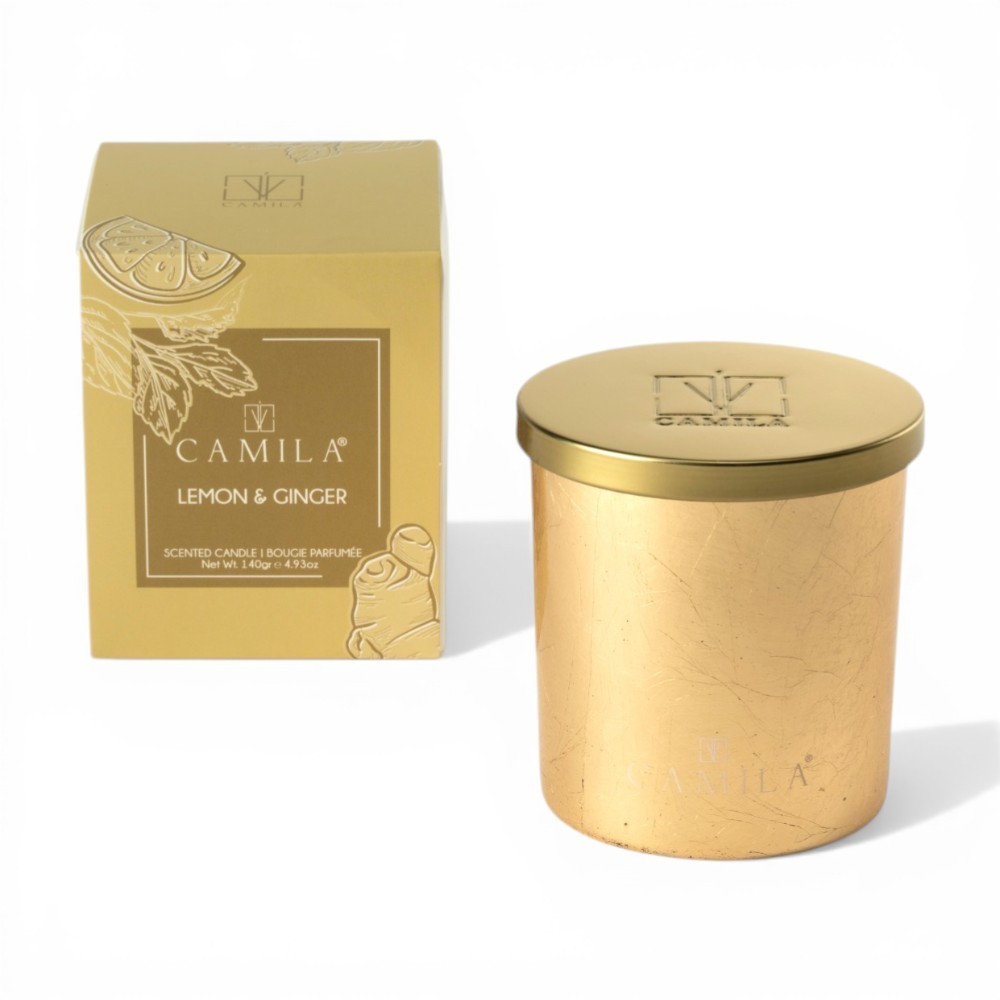 CAMILA CANDELA PROFUMATA 140GR ORO FRAGRANZA LIMONE E ZENZERO