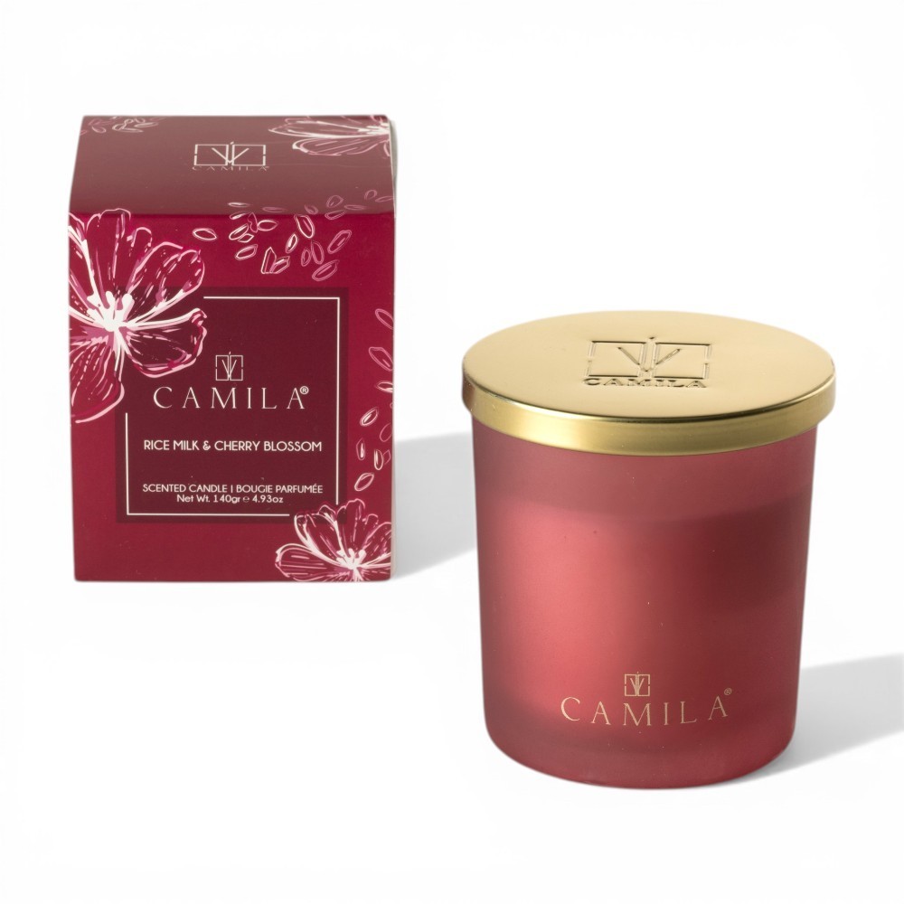 CAMILA CANDELA PROFUMATA 140GR ROSSA FRAGRANZA LATTE DI RISO E CILIEGIO