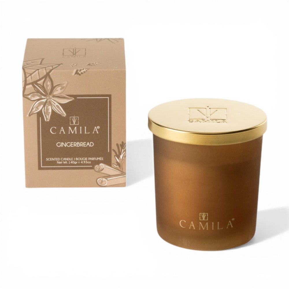 CAMILA CANDELA PROFUMATA 140GR MARRONE FRAGRANZA PAN DI ZENZERO