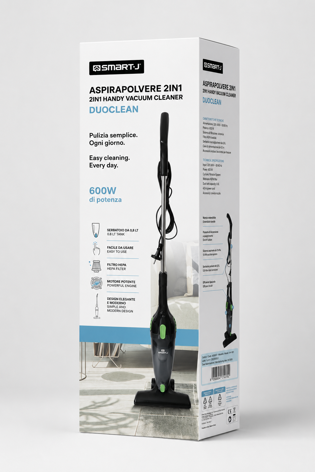 SMART-J DUOCLEAN ASPIRAPOLVERE 2IN1 - WH-1801